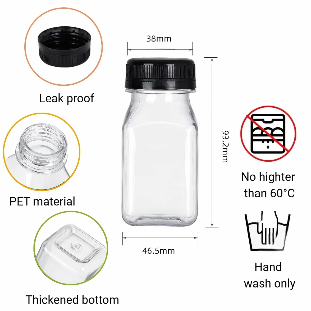 10 Pezzi Riutilizzabili Flaconi per Succhi di Frutta,Bottiglie di Plastica per Succhi di Frutta,Bottiglie Smoothie Trasparenti,Bottiglia di Succo per Succo Frigo Latte Acqua Shots,120ml