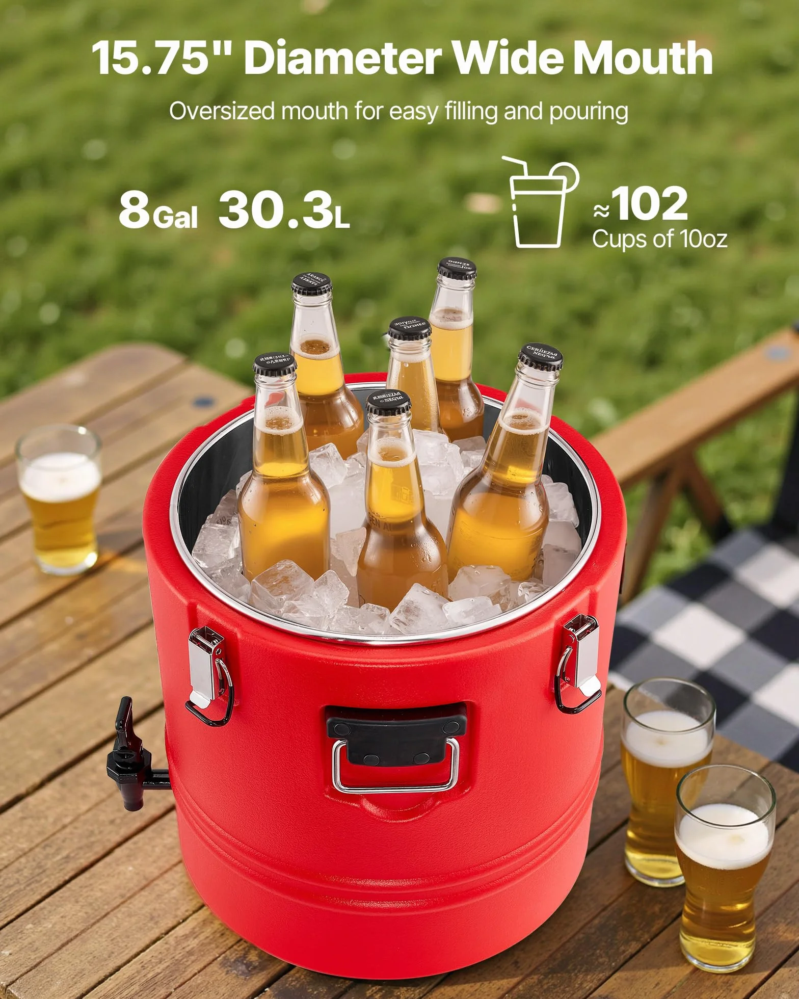 VEVOR Distributore di Bevande Isolato da 30 L Distributore di Bevande Calde e Fredde Termiche con Rubinetto, Interno in Acciaio Inossidabile 304, per Tè, Caffè, Ristoranti, Esterni, Uso Versatile