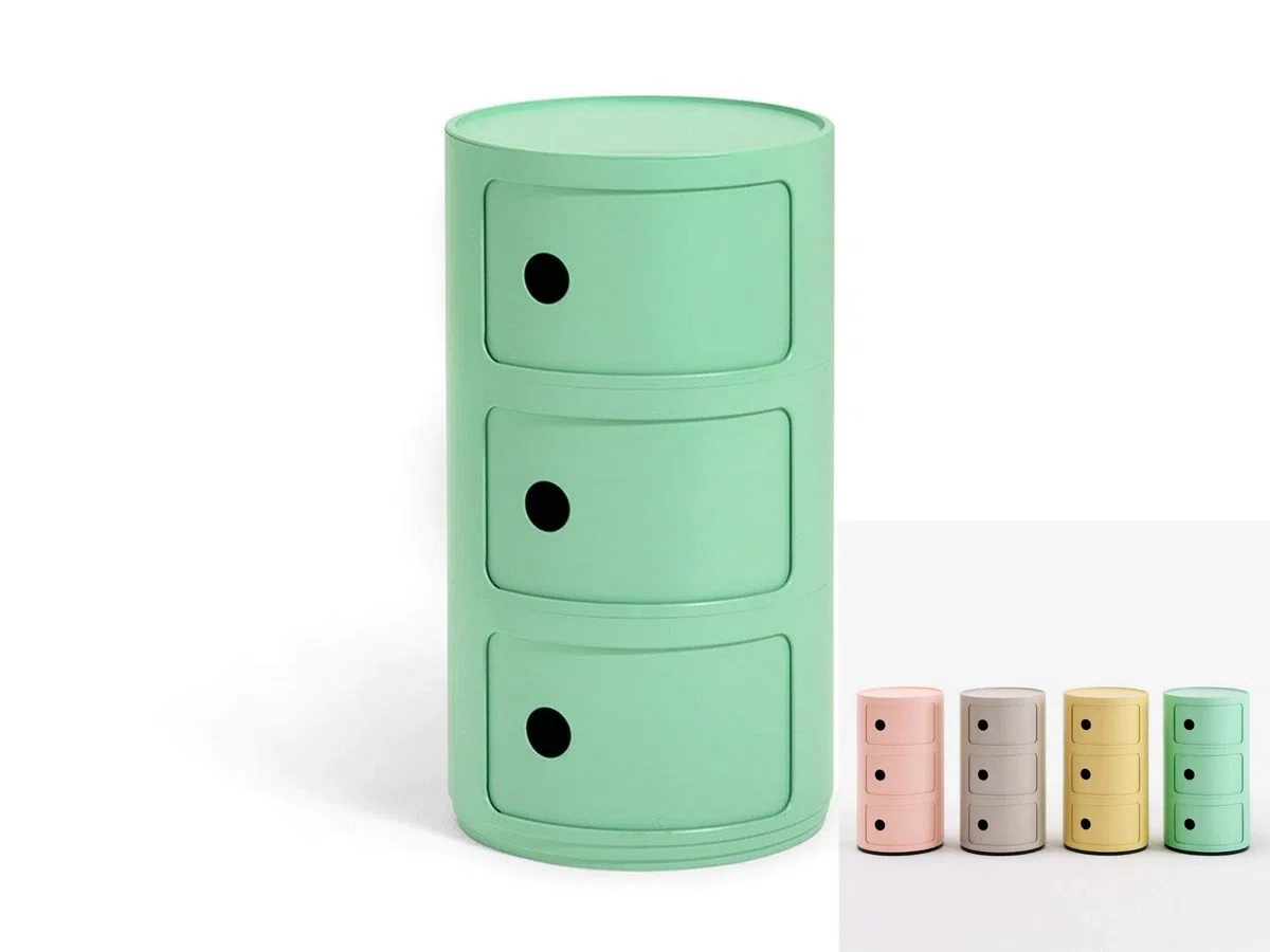 Kartell Componibili Bio 5970VE, Contenitore Verde Opaco, Ø 32 x H 58 cm. Altri Colori Disponibili