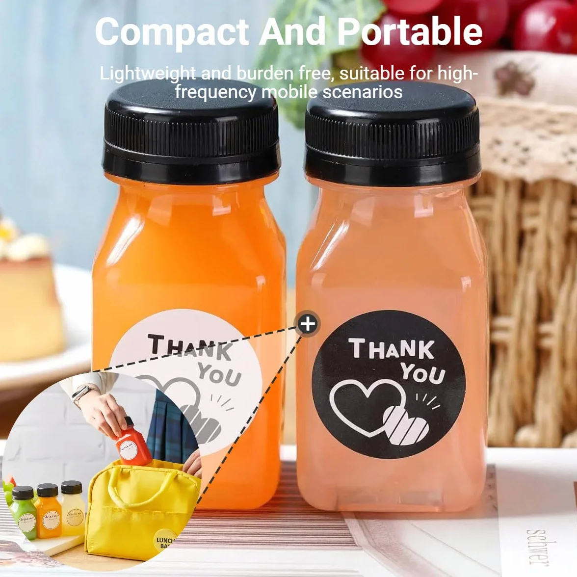 10 Pezzi Riutilizzabili Flaconi per Succhi di Frutta,Bottiglie di Plastica per Succhi di Frutta,Bottiglie Smoothie Trasparenti,Bottiglia di Succo per Succo Frigo Latte Acqua Shots,120ml