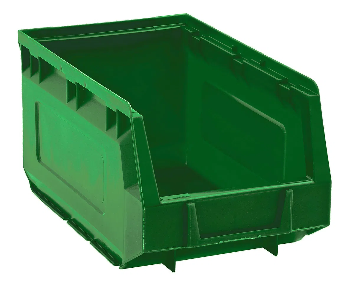 Set 9 contenitori a bocca di lupo in PEHD - L 145 x P 240 x H 125 - Verde