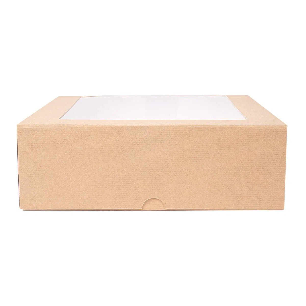 50 pezzi - Scatole per pasticceria con finestra 'Thepack' 240 G/M2 + Opp 23 x 23 x 7,5 cm naturale cartone ondulato Nano-Micro