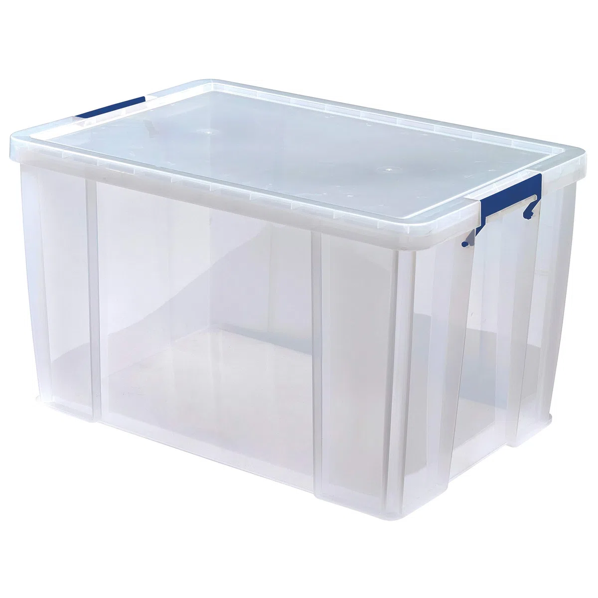 Bankers Box Prostore scatola porta oggetti in plastica con coperchio, 85 litri, impilabile, scatole per armadio super resistenti, dimensioni 37,5x57,5x38 cm, contenitori plastica trasparente, 1 unità