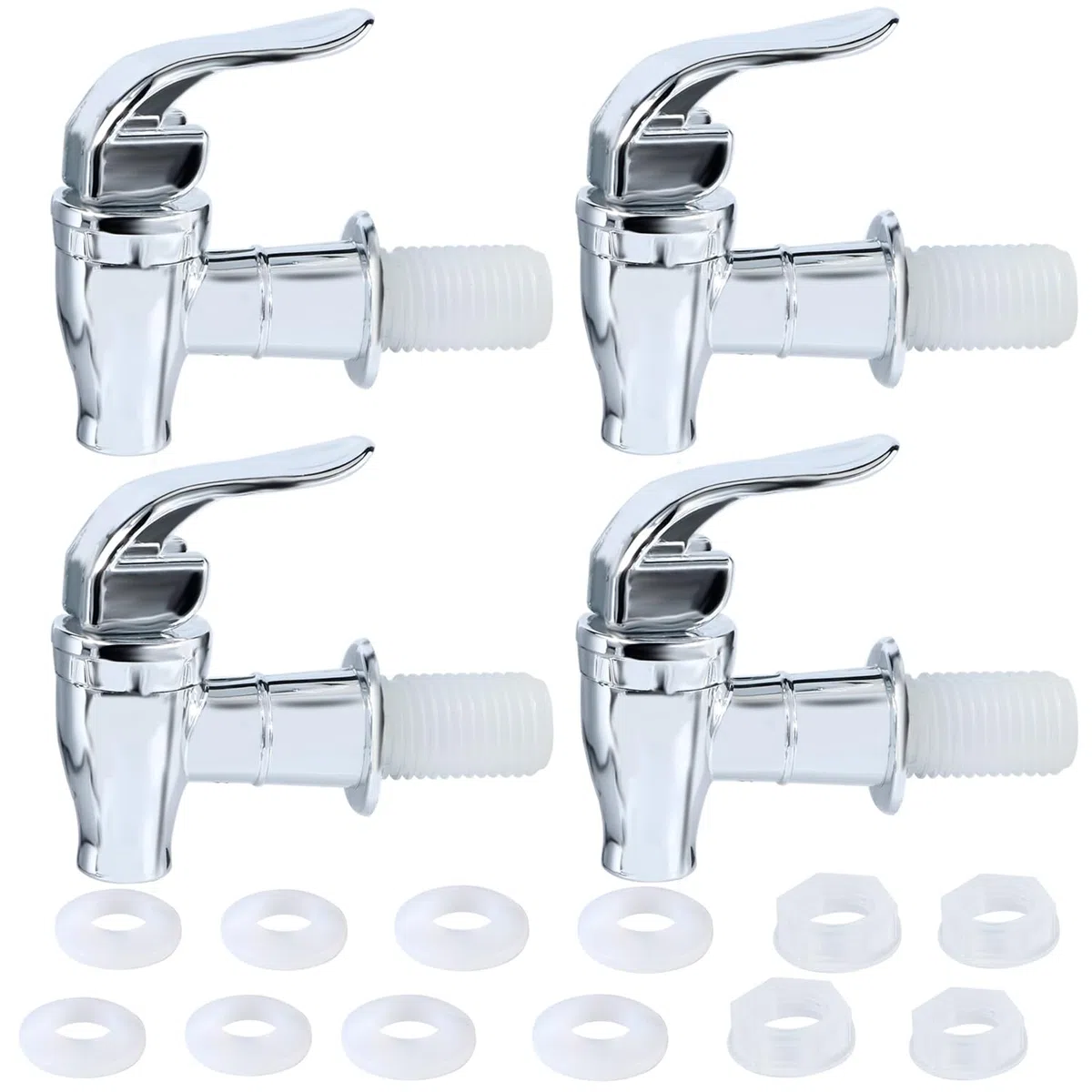 Set di 4 rubinetti per dispenser di bevande, in argento e con erogatore di acqua di ricambio per bevande fredde e calde, per caffè e succo