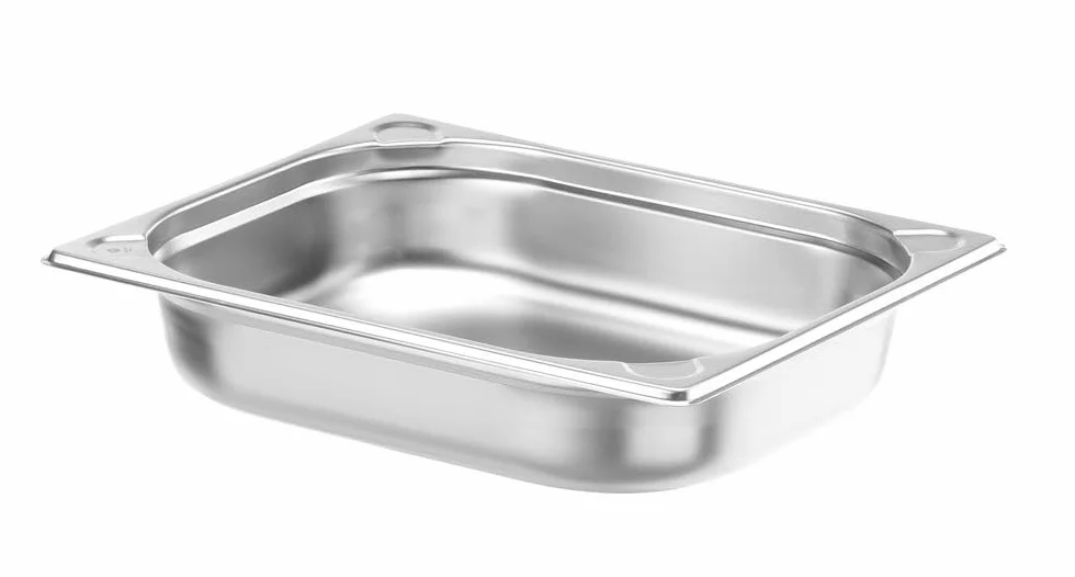 HENDI Contenitore Gastronorm GN 1/2, Kitchen Line, resistenza termica -40 °C a 250 °C, adatto a forno e bagnomaria, 4L, 325x265x(H) 65mm, acciaio inox