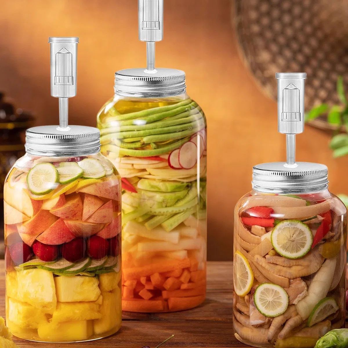 4 Coperchi Per Fermentatore, Gorgogliatore Fermentazione, Coperchi Per Barattolo Fermentazione Masons Jar Fermentation Lids 70mm (barattoli Non Inclusi)