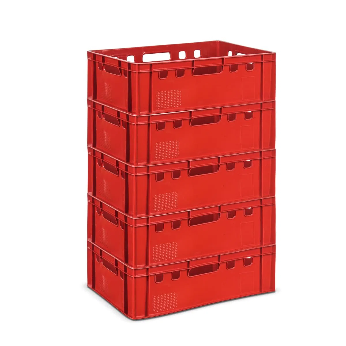 gardivo E2 - Cassette per macellaio, 5 pezzi, 60 x 40 x 20, colore rosso, impilabili, resistenti alla vita, in plastica Eurobox