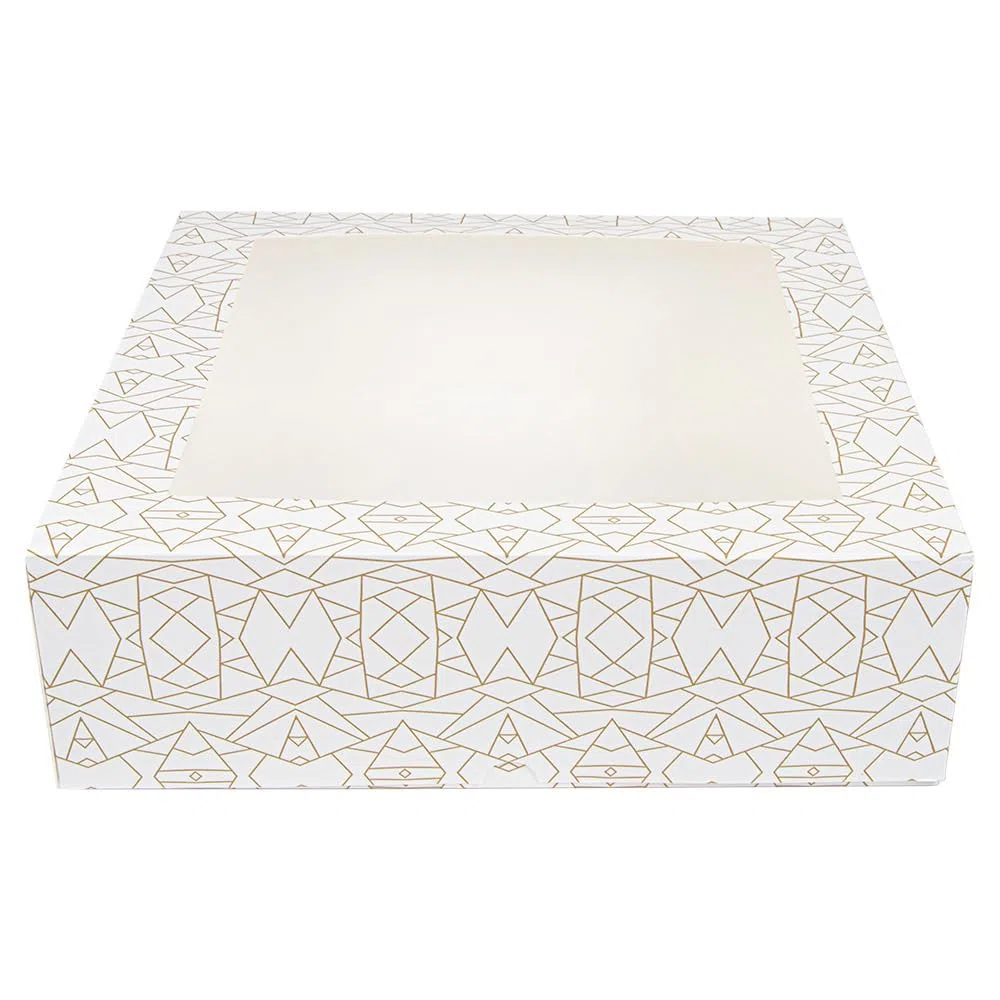 50 pezzi - Scatole per pasticceria con finestra 'Thepack' 250 g/M2 + Opp 32 x 32 x 10 cm bianco cartone ondulato Nano-Micro