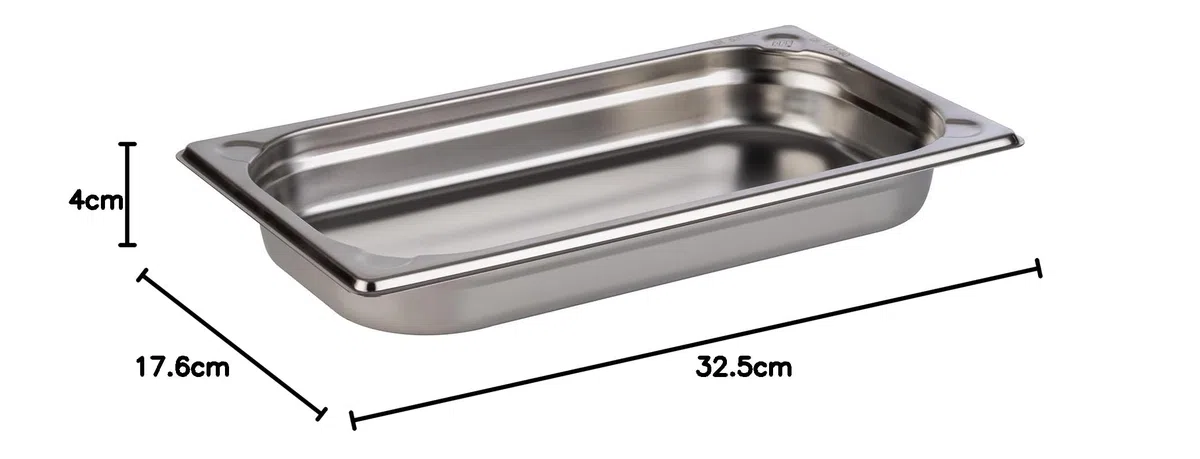 APS 81301 - Contenitore GN 1/3, 32,5 x 17,6 cm, profondità: 40 mm, acciaio inox, 1,5 litri