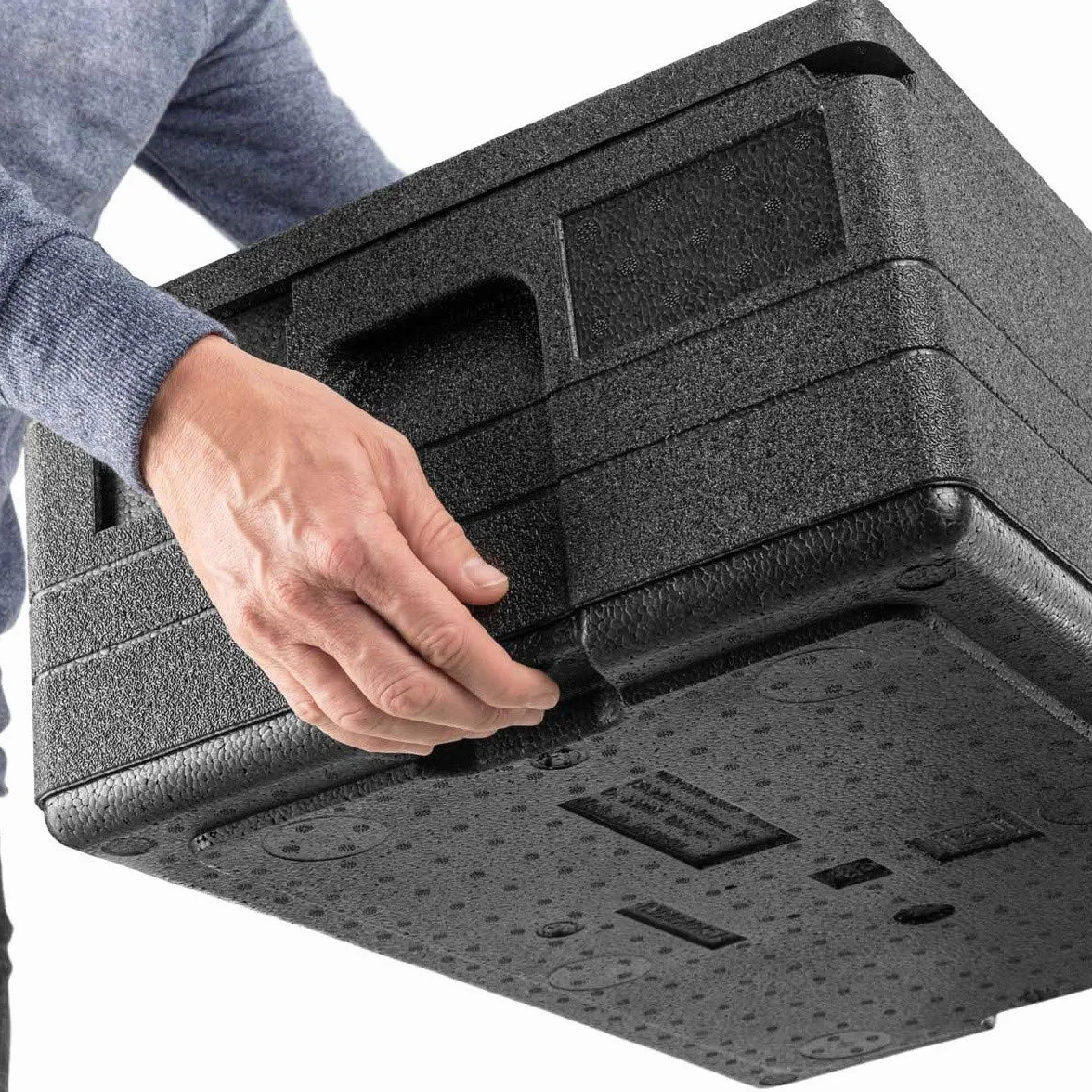 thermohauser Scatola termica EPP GN 1/1 con coperchio, capacità 15 litri, 60 x 40 x 14,5 cm, set di carte da taschino, colore nero