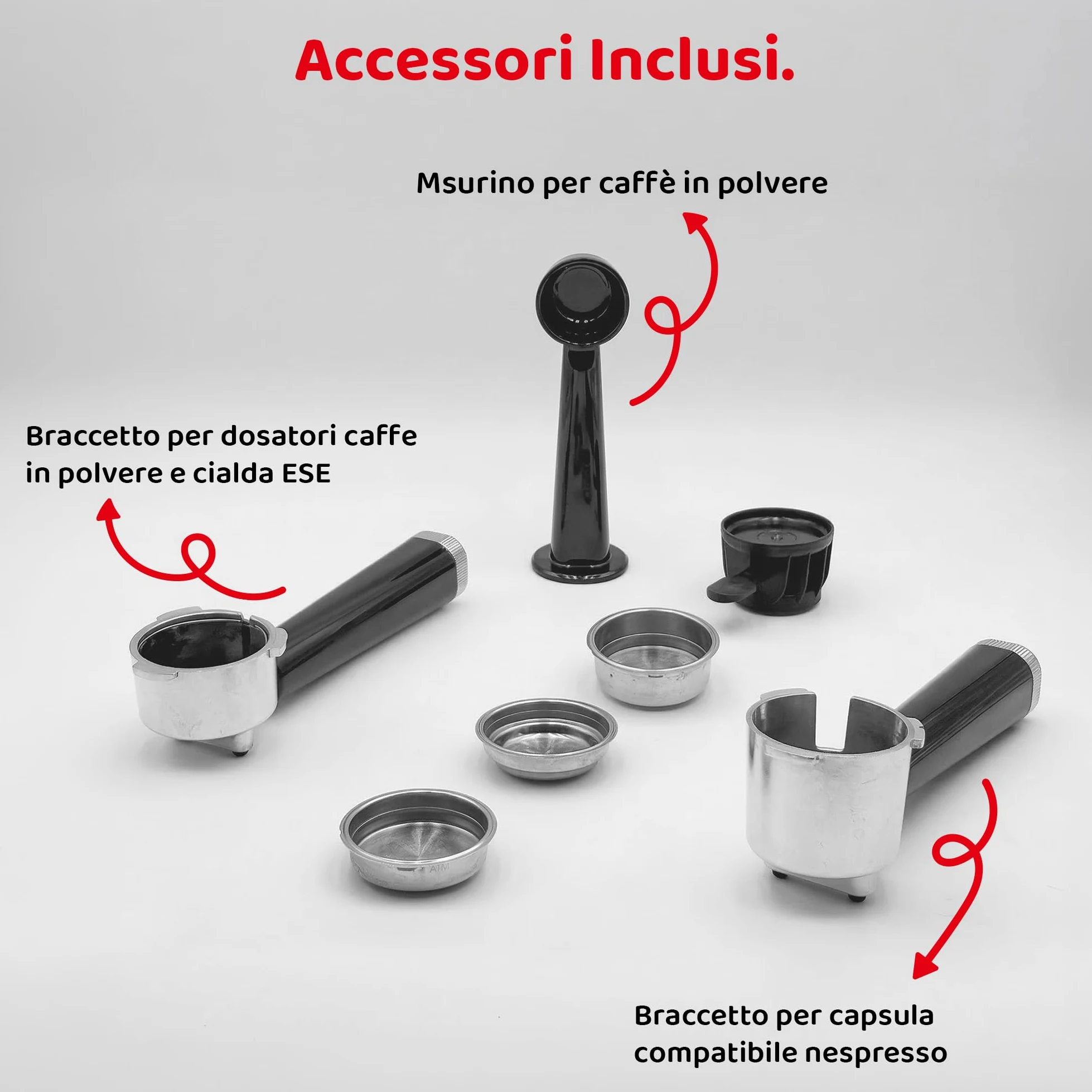 Aromatica Plus Macchina da Caffè Espresso 3 in 1 | Compatibile con Cialde E.S.E., Capsule e Caffè in Polvere | 15 Bar, Serbatoio 1,2L, Montalatte Manuale per Cappuccino