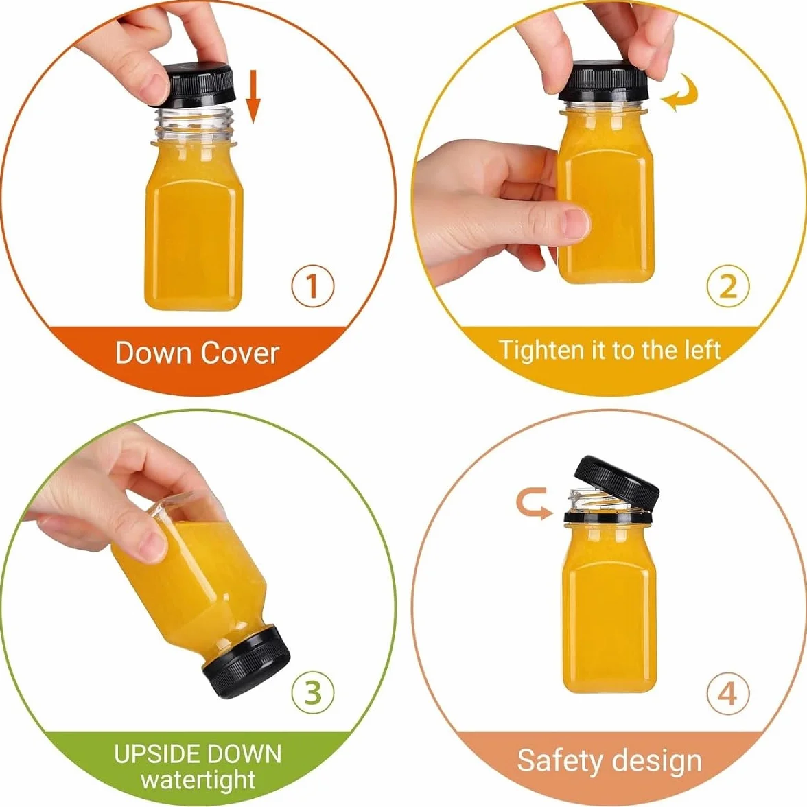 10 Pezzi Riutilizzabili Flaconi per Succhi di Frutta,Bottiglie di Plastica per Succhi di Frutta,Bottiglie Smoothie Trasparenti,Bottiglia di Succo per Succo Frigo Latte Acqua Shots,120ml