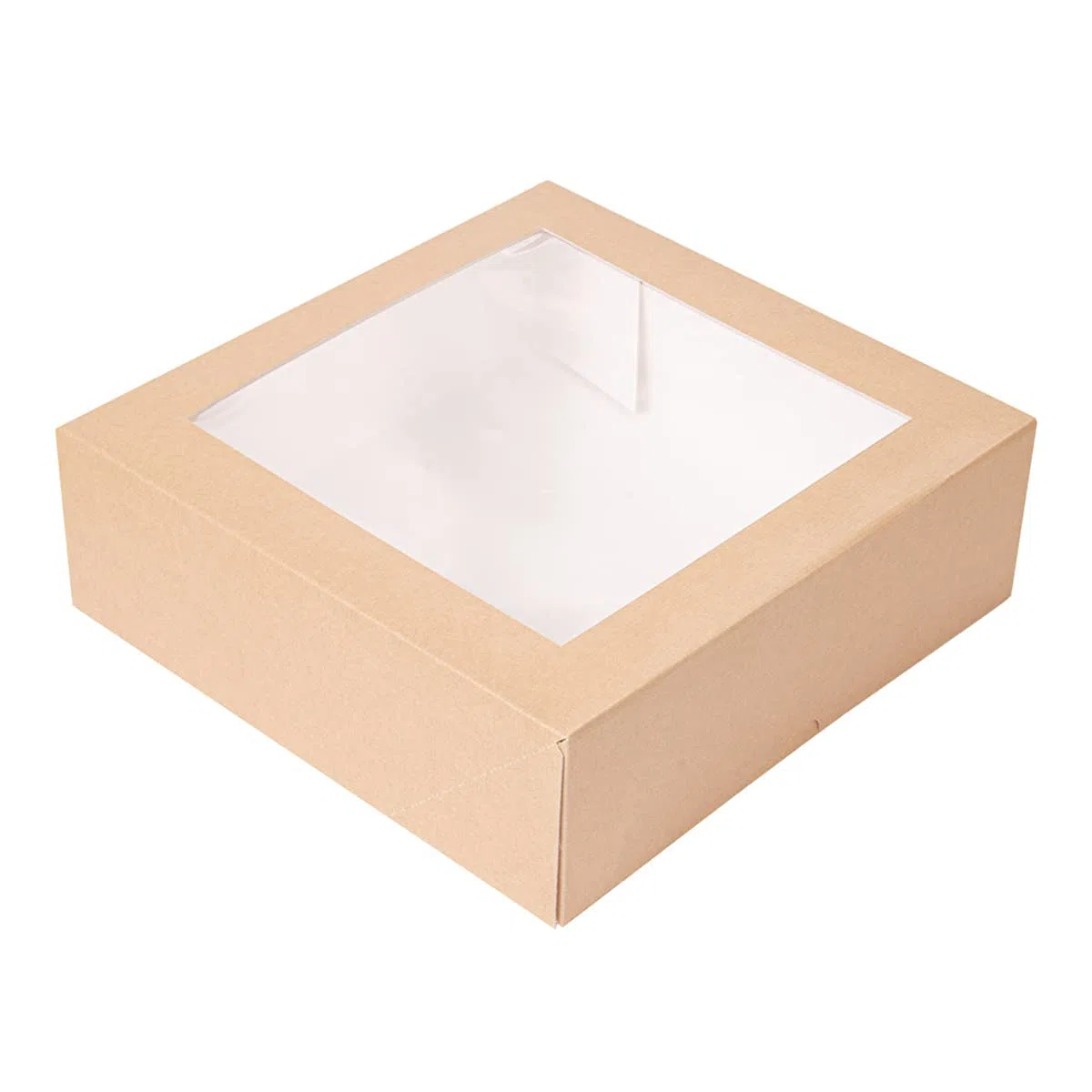 50 pezzi - Scatole per pasticceria con finestra 'Thepack' 240 G/M2 + Opp 23 x 23 x 7,5 cm naturale cartone ondulato Nano-Micro