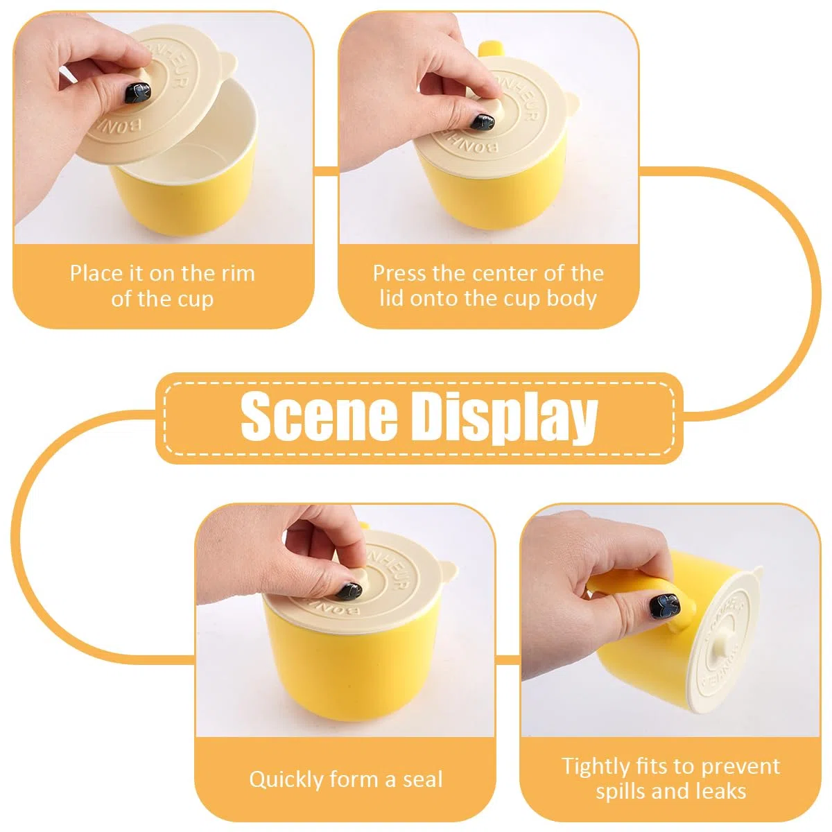 4 Pezzi Coperchi in Silicone,9.5cm Coperchi in Silicone Riutilizzabili Anti-Polvere,Coperchi Per Tazze Eleganti e Semplici,coperchi in silicone Colorato Anti-polvere,per Caffè,tè Bicchieri da Viaggio