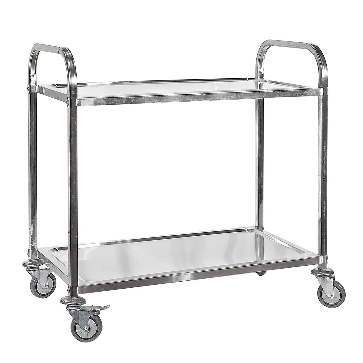 Wiltec Carrello portavivande in acciaio inox 2 ripiani freni max 150kg Carrello da cucina