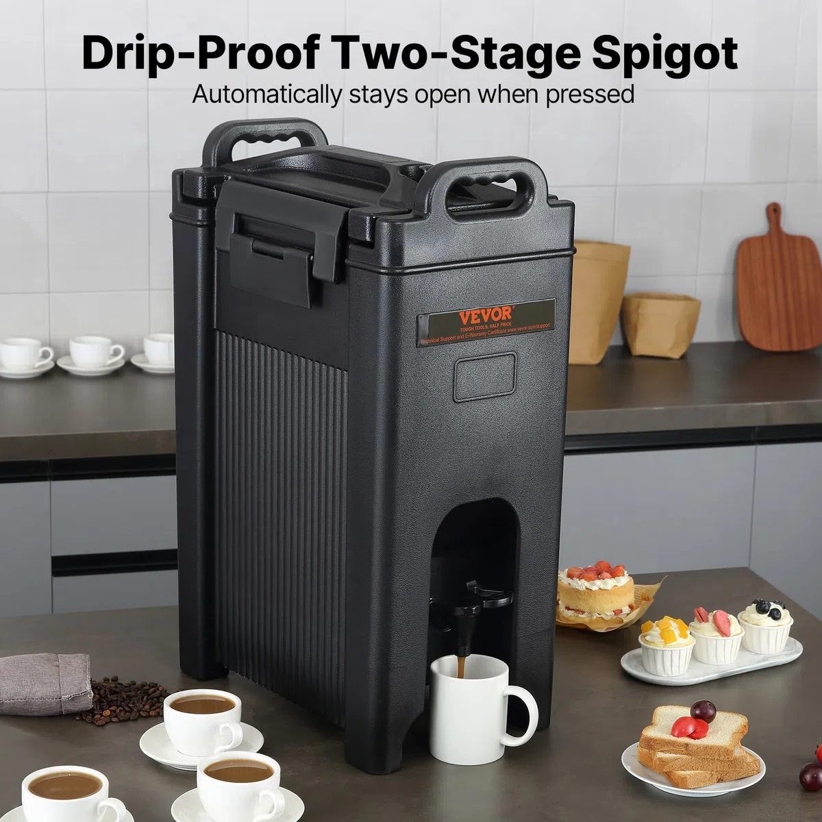 VEVOR Distributore per Bevande Isotermico con Rubinetto di Erogazione Capienza ca. 18,9L Materiale Alimentare per Buffet Festa Evento, Contenitore Isotermico per Distribuzione Bevande Calde/Fredde