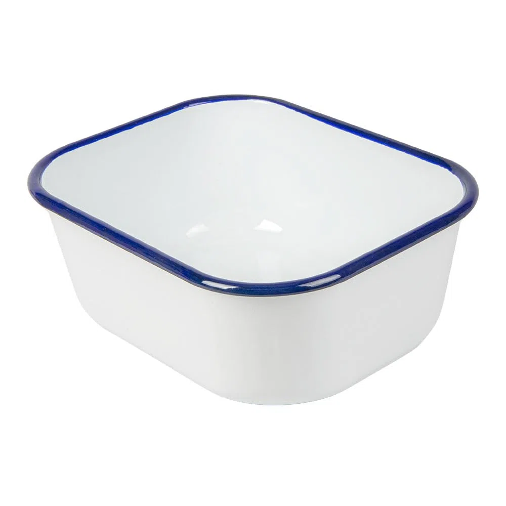 3 unità - Contenitori con coperchio 'Enamelware' 2100 ml 23,5 x 19 x 9 cm bianco ferro smaltato