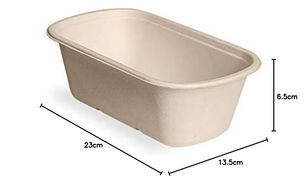 Lucgel Vaschette Termiche Monogusto Pulp con Coperchio, 750 gr, 23x13,5x6,5 cm, Polpa di Cellulosa e PLA, Confezione da 50 Pezzi