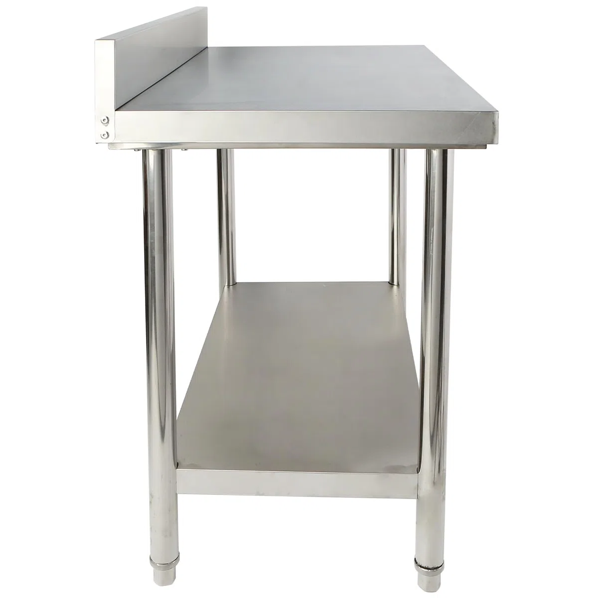Tavolo da lavoro in acciaio inox, 120 x 85 x 60 cm, con alzata, portata fino a 250 kg, tavolo da cucina in acciaio inox, con piedini regolabili e ampio ripiano inferiore