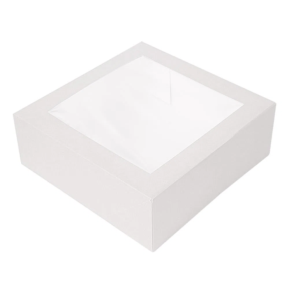 Garcia de Pou 50 pezzi - Scatole Pasticceria con Finestra 'Thepack' 250 G/M2 + Opp 26 x 26 x 8 cm Bianco Cartone Ondulato Nano-Micro