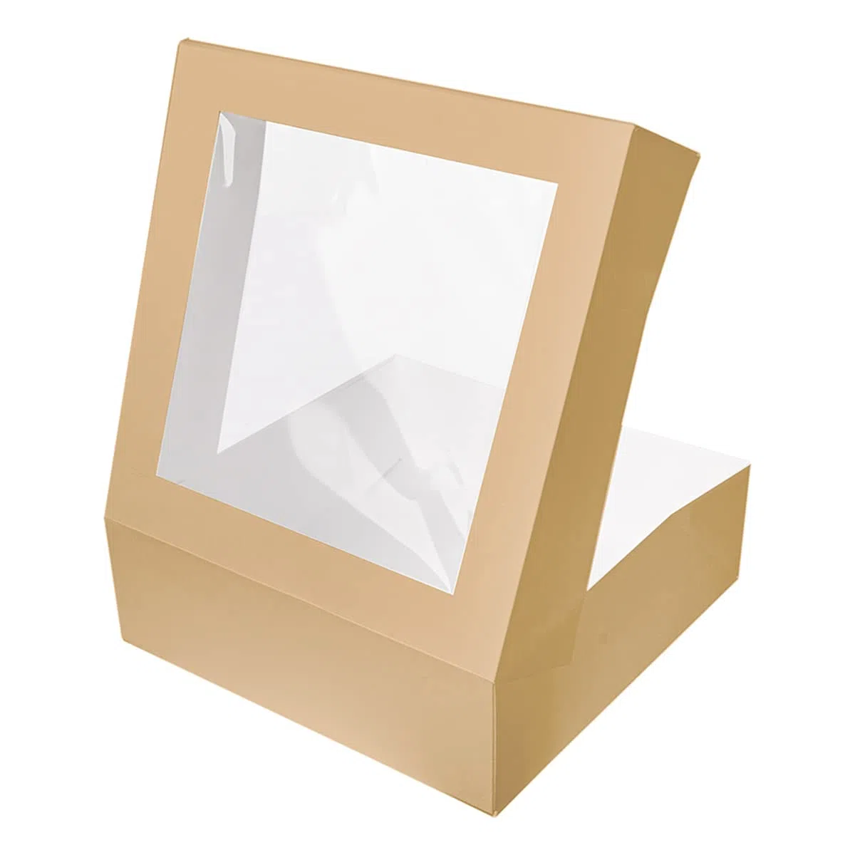 50 pezzi - Scatole per pasticceria con finestra 'Thepack' 240 G/M2 + Opp 32 x 32 x 10 cm naturale cartone ondulato Nano-Micro