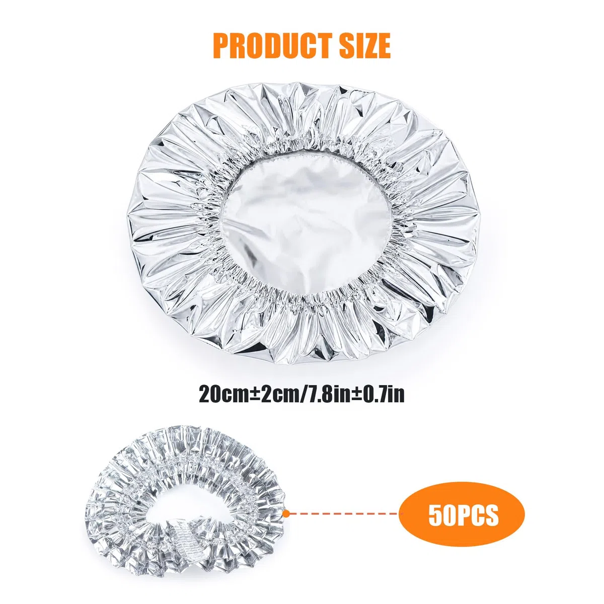 50 Pezzi Coperture Isolanti in Foglio di Alluminio, Pellicola in Alluminio con Elastico, Coperchi Termici Riutilizzabili in Alluminio, Coperture per Alimenti Resistenti al Calore per Cibo e Frutta