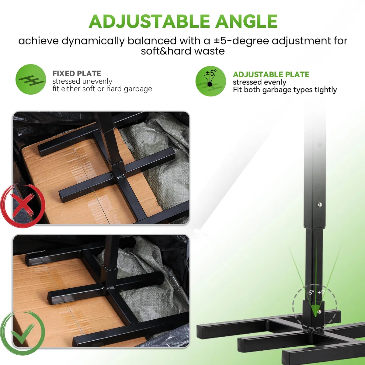 NEWTRY Compressore rifiuti per bidoni da 120L-360L, Ridurre il volume dei rifiuti domestici cucina giardino,nero