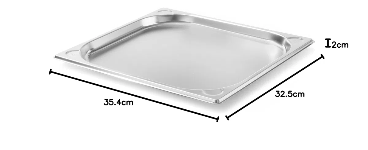 HENDI Contenitore Gastronorm GN 2/3, Kitchen Line, resistenza termica -40 °C a 250 °C, adatto a forno e bagnomaria, 1,5L, 354x325x(H) 20mm, acciaio inox