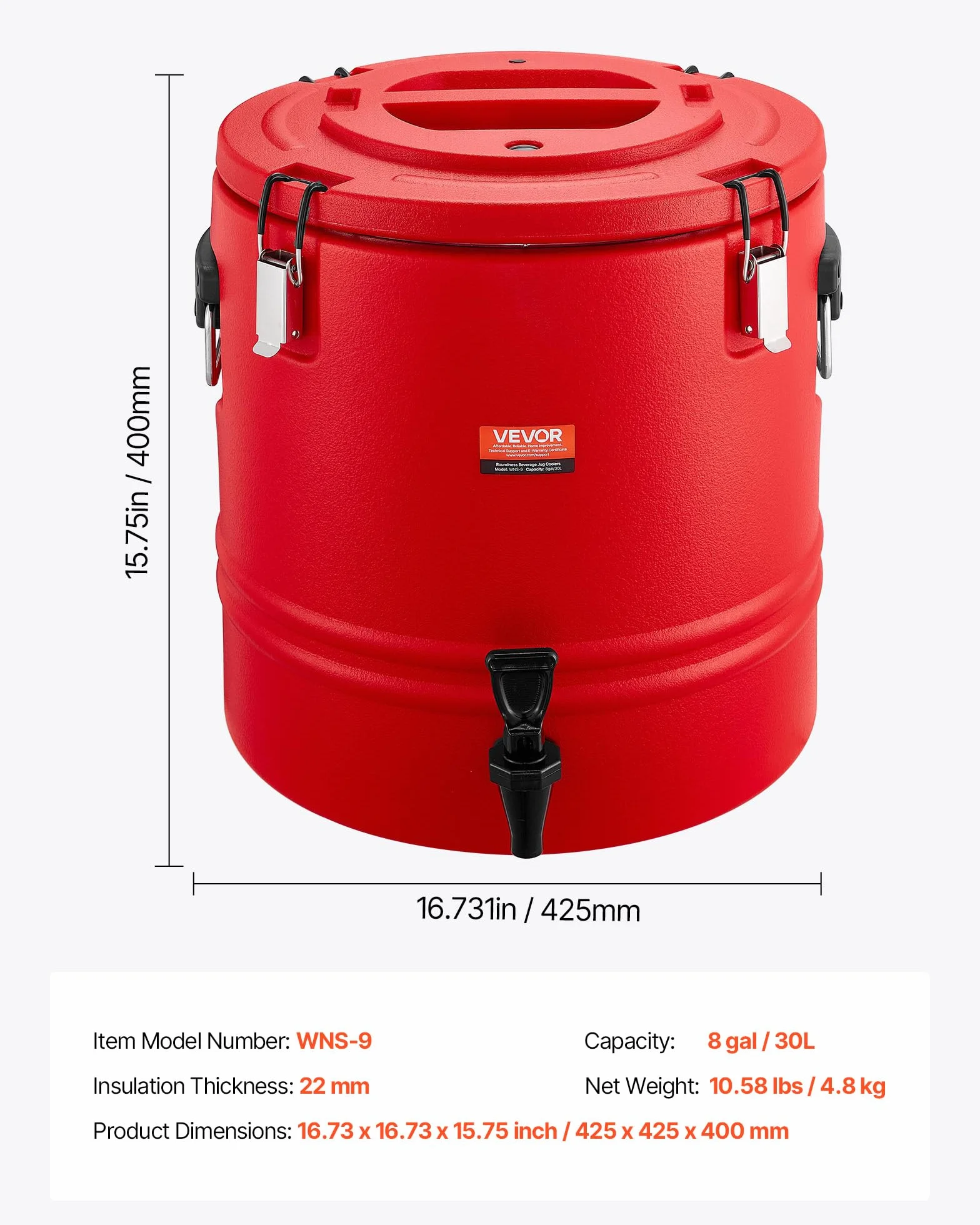 VEVOR Distributore di Bevande Isolato da 30 L Distributore di Bevande Calde e Fredde Termiche con Rubinetto, Interno in Acciaio Inossidabile 304, per Tè, Caffè, Ristoranti, Esterni, Uso Versatile