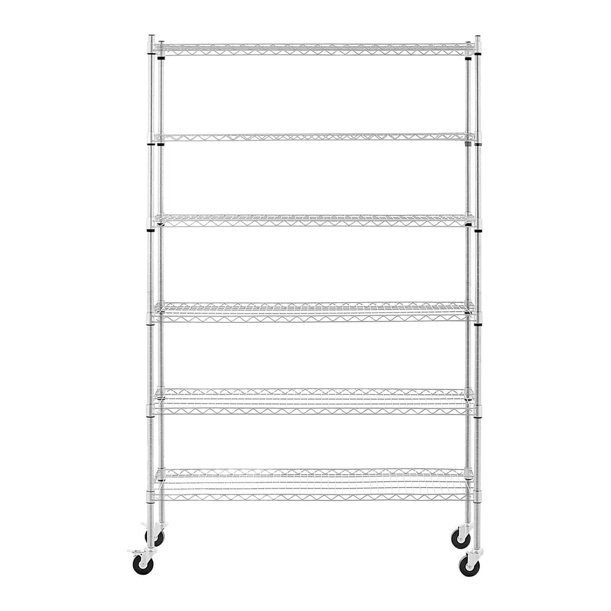 Royal Catering Scaffale su ruote, 120 x 45 x 190 cm, 6 ripiani (119,5 x 44,8 cm), 90 kg, 4 ruote (3''), in acciaio al carbonio, montaggio senza attrezzi, in metallo