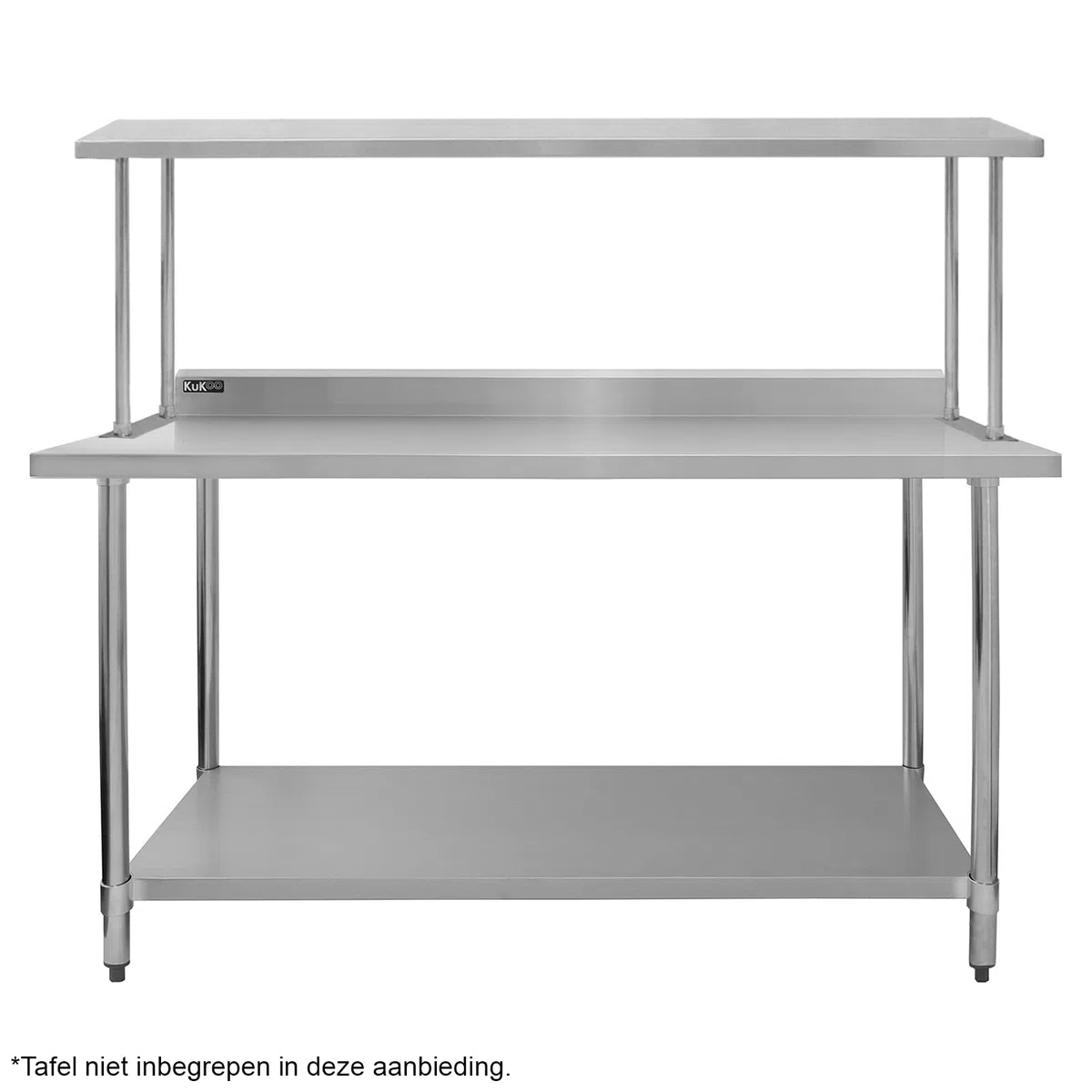 Kukoo - Ripiano con Mensole per Tavolo in Acciaio Inox da Cucina Ristorante, Acciaio Inossidabile Resistente alla Corrosione per Albergo Bar Hotel Catering Pub Largo - Singola - 180cm