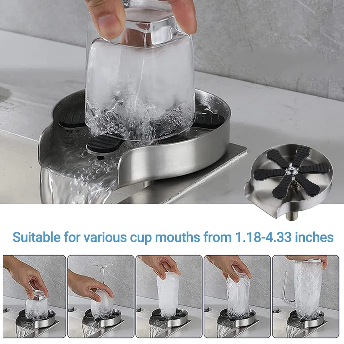 Rondella di Vetro Sciacquatrice Per Bicchieri Accessori Per Lavello Da Cucina Sciacquatrice Rondella Lavabicchieri/Barra Automatica Cup Washer a Spruzzo Ad Alta Pressione per Uso Domestico