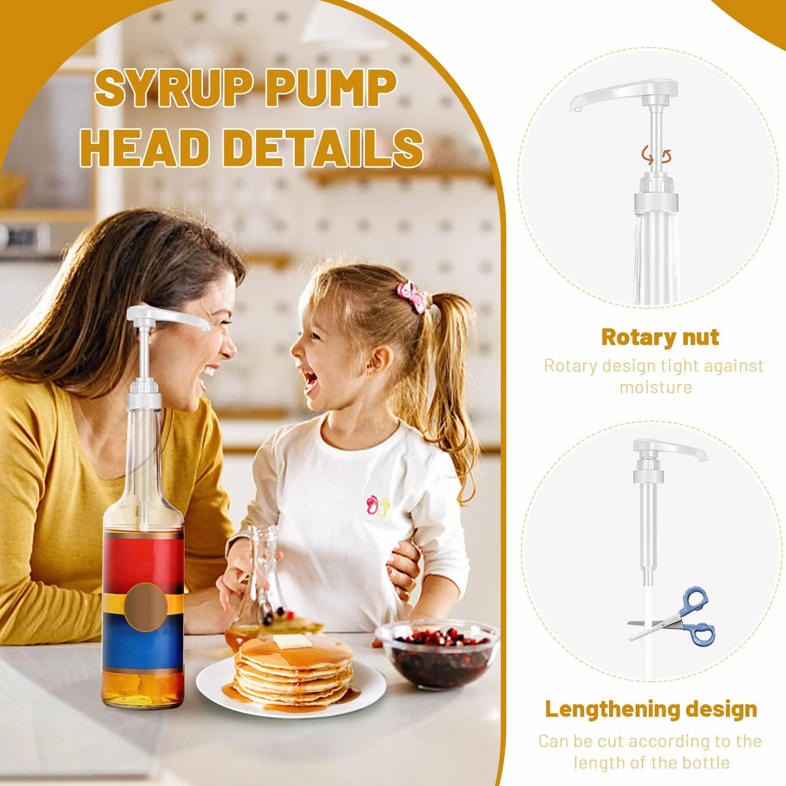 6 Pezzi Dispenser a Pompa per Sciroppo, Dispenser a Pompa, Dispenser Di Sciroppo Per Drink Succhi, per Bottiglie da 500 ml a 1000 ml, Dispenser per Sciroppi, Viene Fornito con Tubi Lunghi