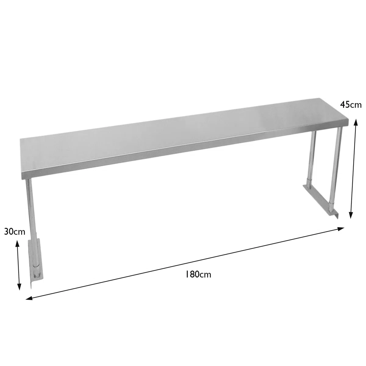 Kukoo - Ripiano con Mensole per Tavolo in Acciaio Inox da Cucina Ristorante, Acciaio Inossidabile Resistente alla Corrosione per Albergo Bar Hotel Catering Pub Largo - Singola - 180cm