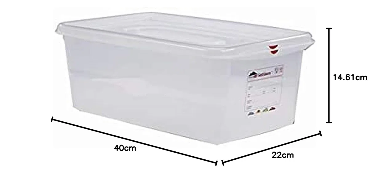 Genware 12550 GN - Contenitore da 1/1, profondità 200 mm, 28 l, confezione da 6