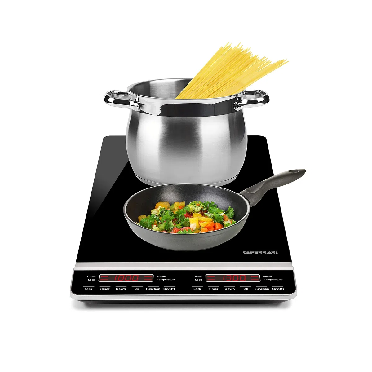 G3 Ferrari G10139 Dinamiko Deep Piastra ad Induzione Doppio Verticale, Design Slim 50cm, Timer 3 ore, 3100 W, Vetro, Regolazione potenza, Comandi Soft-touch
