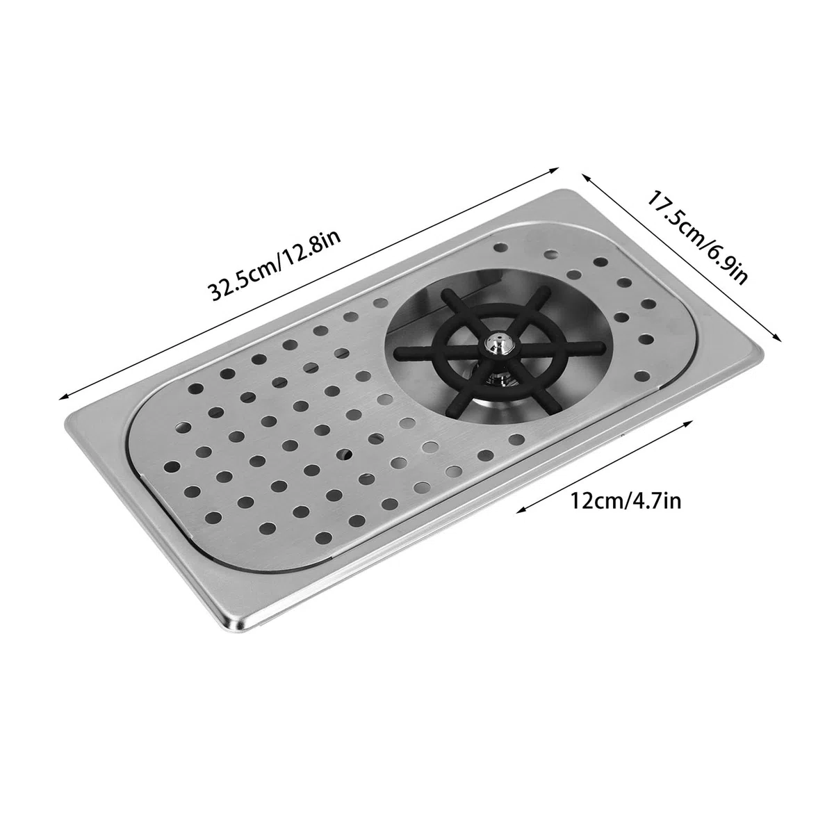Sciacquatrice per Bicchieri, Lavatazze Sciacquatrice per Brocca Lavaggio Automatico della Tazza in Acciaio Inossidabile con Scarico a Spruzzo Laterale e Vassoio Antigoccia per