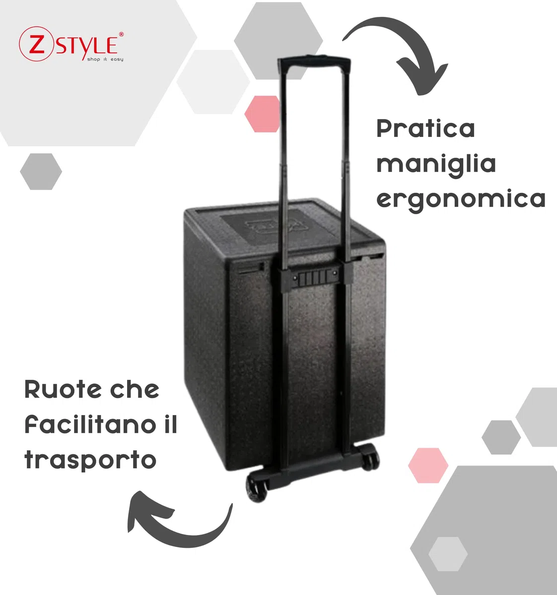 ZStyle Contenitore Termico in EPP Con Coperchio - Trolley Termico - Isolato - Box - Professionale - Isolante Per Alimenti Caldi e Freddi - Catering - Scatola Isotermica - Litri