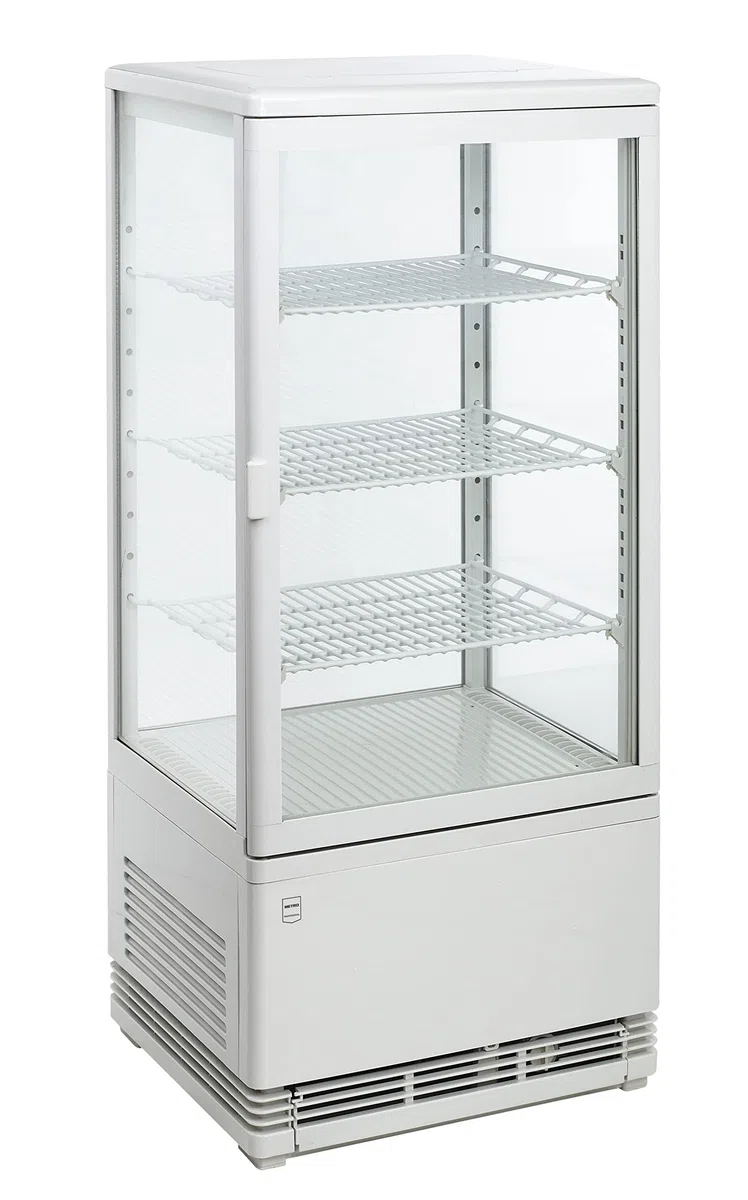 METRO Professional Vetrina Refrigerata GGC2078, Plastica/Vetro, 78 L, Termostato Digitale, Illuminazione LED, 3 Ripiani Regolabili, Bianco