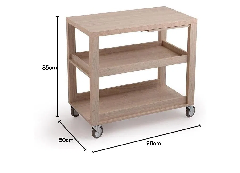 Trentiner Carrello Professionale Gueridon per Servizio Sala 3 piani Olmo