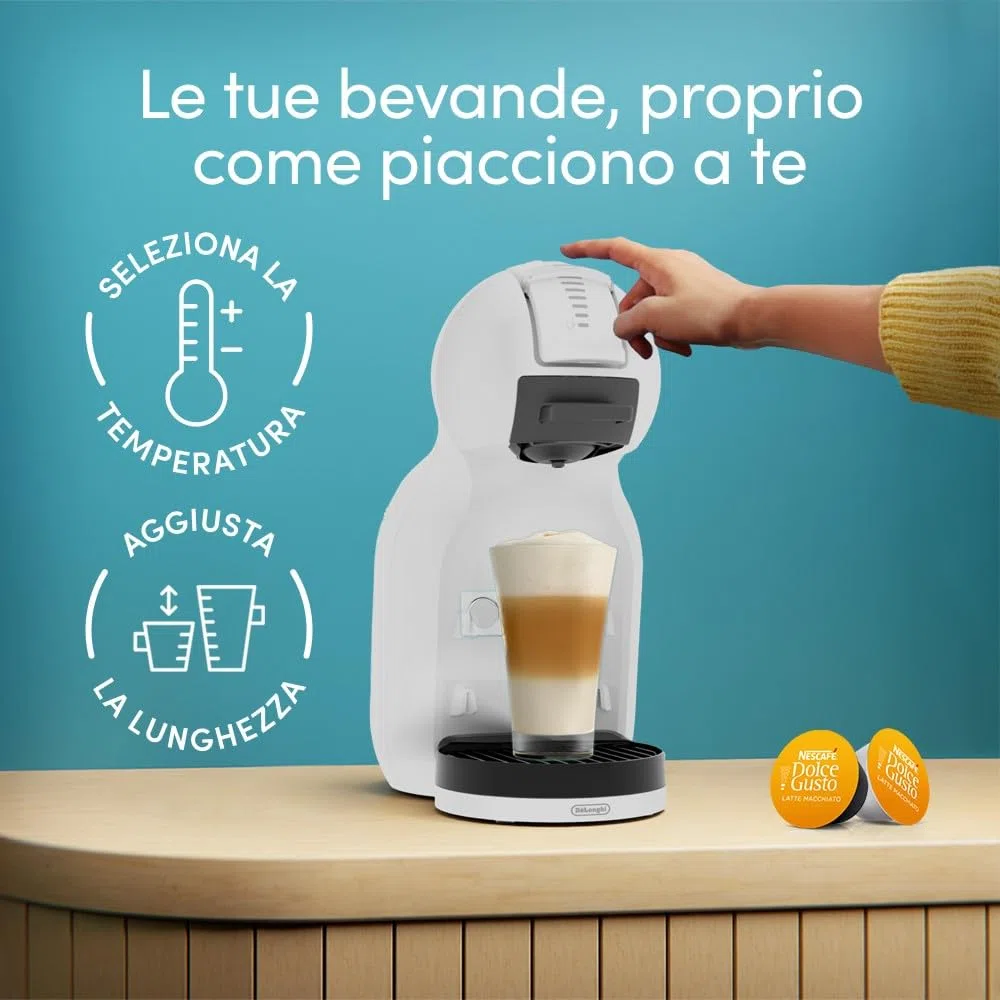 De'Longhi Nescafé Dolce Gusto Mini Me 2 – Macchina da Caffè a Capsule Compatta, Spegnimento Automatico, Bevande Calde e Fredde, Pressione 15 Bar, Bianca (EDG335.W)