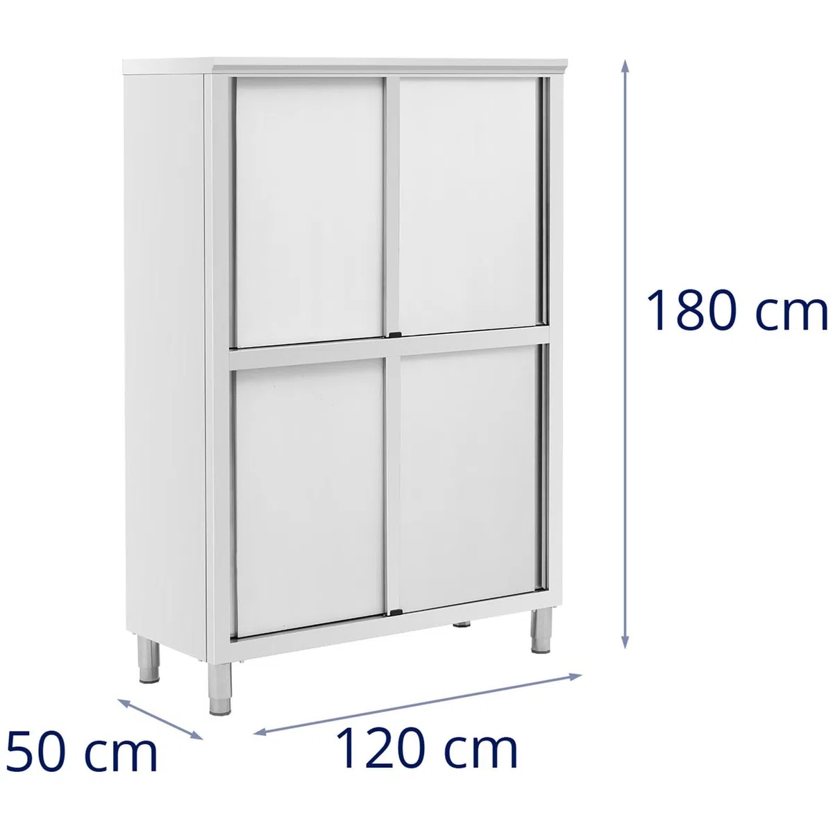 Royal Catering RCAT-120/50-C - Armadietto per stoviglie in acciaio INOX, 1200 x 500 x 1800 mm, 4 ripiani fino a 200 kg, in acciaio INOX