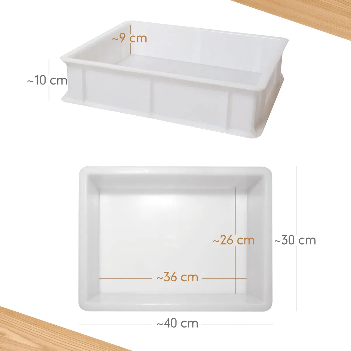 Lage Vaschetta + Coperchio Porta Impasto Lievitazione - Cassetta Contenitore in Plastica Polietilene per Pane Pizza Alimenti da Forno Sovrapponibile per Conservazione 12 litri - 30 x 40 x 10 cm