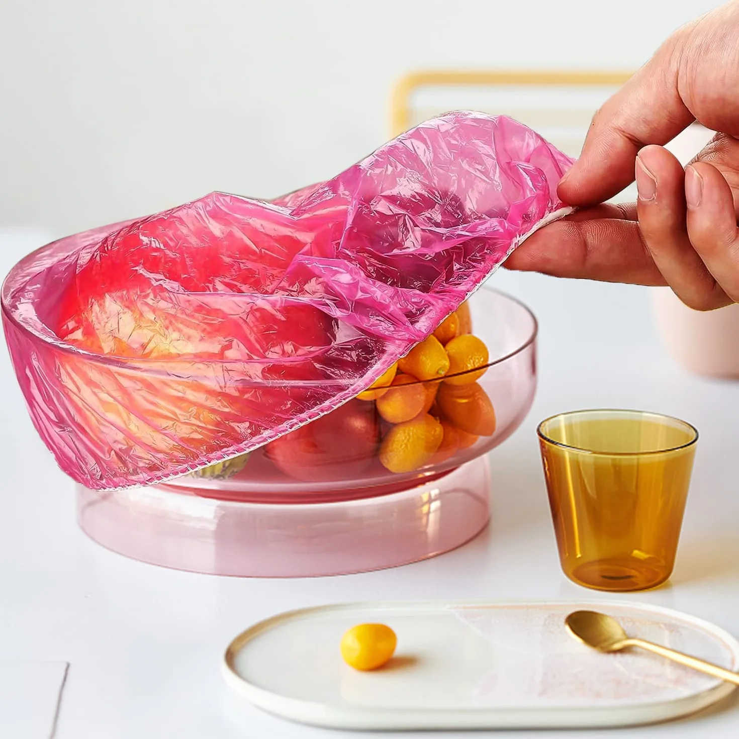 Coperchi per ciotole in plastica da 60 pezzi, coperchi per alimenti in plastica morbida grandi, medi e piccoli per frutta e verdura per prevenire la polvere e mantenerli freschi