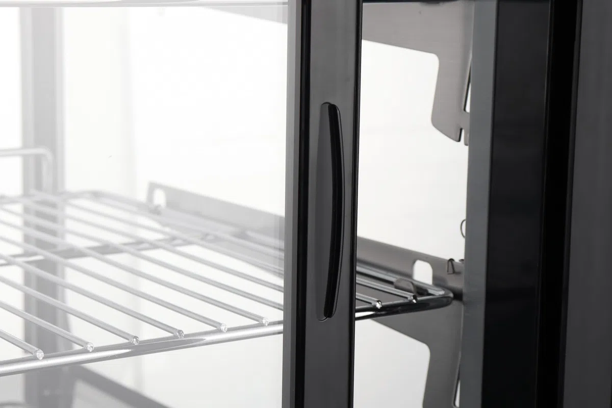 METRO Professional Vetrina refrigerata orizzontale GCV1200R, acciaio inox/vetro, 207 L, raffreddamento ventilato, 400 W, 2 ripiani, argento/nero
