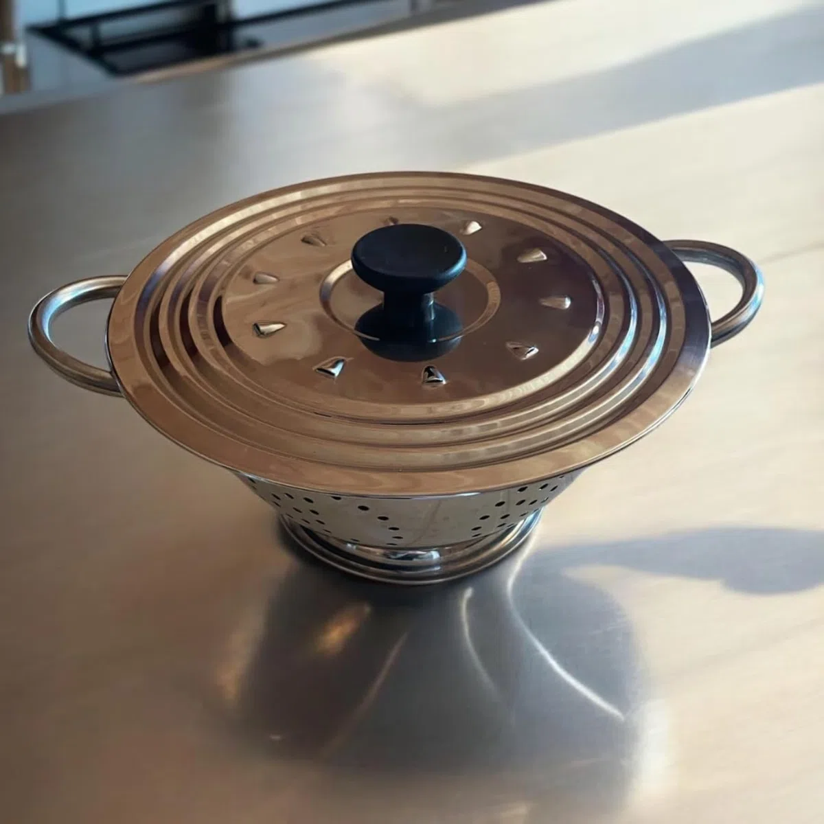 PARENCE.- Coperchio universale in acciaio inox 28-30-32 cm – Coperchio per pentole e padelle con fori di ventilazione e manico ergonomico – Grandi dimensioni e alta resistenza