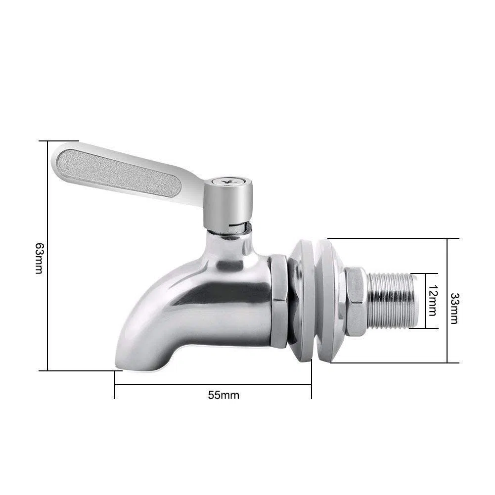 Vicloon Rubinetto Dispenser in Acciaio Inox 304 per Bevanda, Vino, Birra, Bibita, Acqua Fredda, Succo, Latte - Cromo (12 mm)