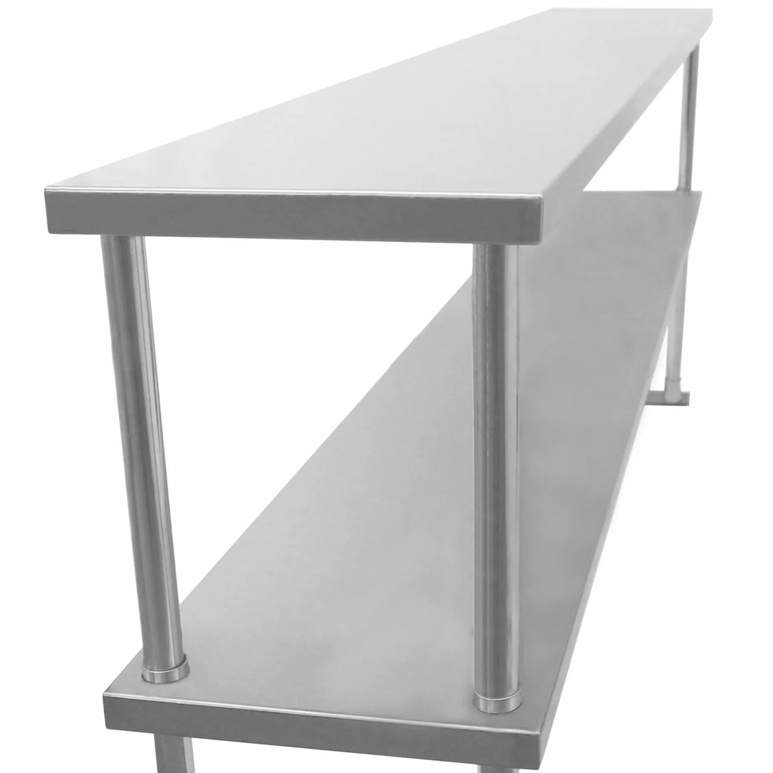 Kukoo - Ripiano con Mensole per Tavolo in Acciaio Inox da Cucina Ristorante, Acciaio Inossidabile Resistente alla Corrosione per Albergo Bar Hotel Catering Pub Largo - Doppia - 150cm