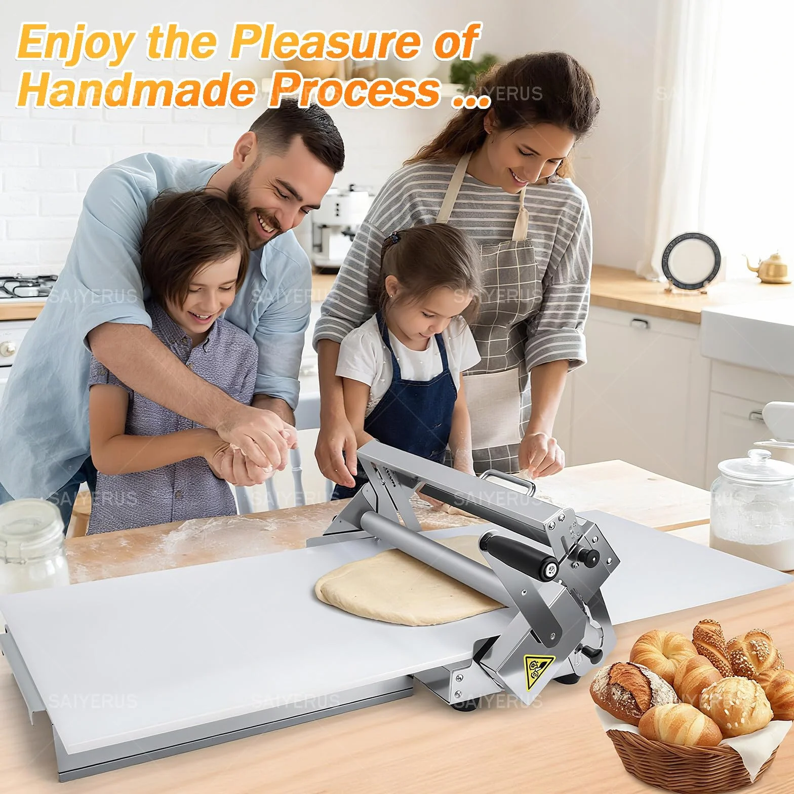 Sfogliatrice Professionale, Macchina per Stendere La Pasta Manuale in Acciaio Inox: Aumenta L'efficienza per Croissant, Cucine Domestiche e Piccole Panetterie, Stabile e Durevole! 103x58cm