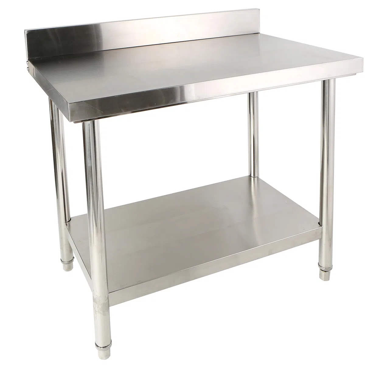 Tavolo da lavoro in acciaio inox, 120 x 85 x 60 cm, con alzata, portata fino a 250 kg, tavolo da cucina in acciaio inox, con piedini regolabili e ampio ripiano inferiore